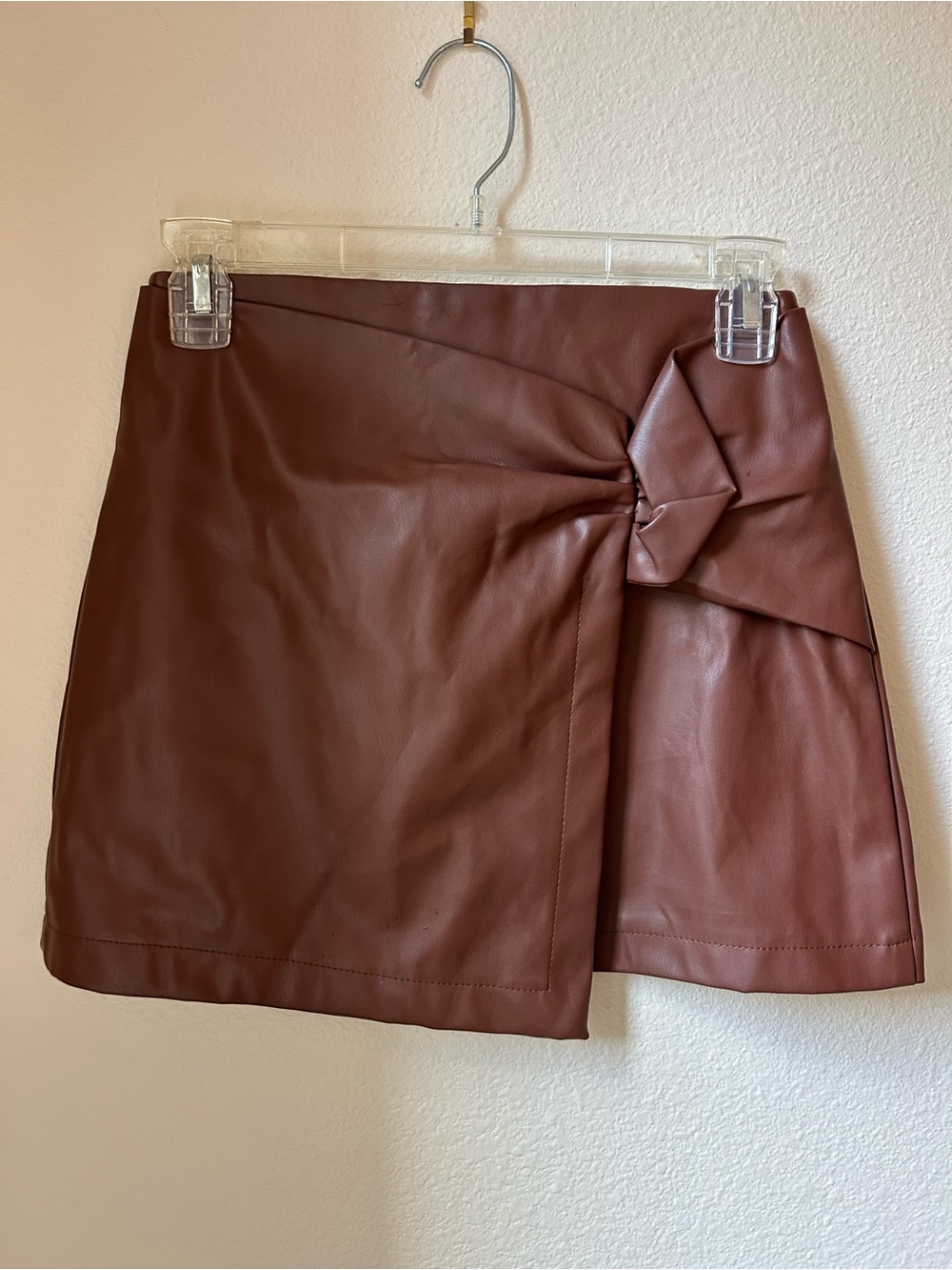 Princess Polly “Noelle” Skirt - Faux Leather Wrap Mini Skirt in Brown
